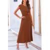 imagePRETTYGARDEN Womens 2 Piece Summer Outfits Dressy Casual Knit Short Sleeve Crop Top High Waist Midi Skirt SetDark Brown