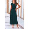 imagePRETTYGARDEN Womens 2 Piece Summer Outfits Dressy Casual Knit Short Sleeve Crop Top High Waist Midi Skirt SetDark Green