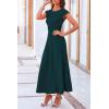 imagePRETTYGARDEN Womens 2 Piece Summer Outfits Dressy Casual Knit Short Sleeve Crop Top High Waist Midi Skirt SetDark Green
