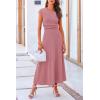 imagePRETTYGARDEN Womens 2 Piece Summer Outfits Dressy Casual Knit Short Sleeve Crop Top High Waist Midi Skirt SetDusty Pink