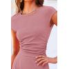 imagePRETTYGARDEN Womens 2 Piece Summer Outfits Dressy Casual Knit Short Sleeve Crop Top High Waist Midi Skirt SetDusty Pink