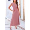 imagePRETTYGARDEN Womens 2 Piece Summer Outfits Dressy Casual Knit Short Sleeve Crop Top High Waist Midi Skirt SetDusty Pink