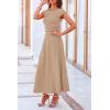 imagePRETTYGARDEN Womens 2 Piece Summer Outfits Dressy Casual Knit Short Sleeve Crop Top High Waist Midi Skirt SetKhaki