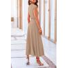 imagePRETTYGARDEN Womens 2 Piece Summer Outfits Dressy Casual Knit Short Sleeve Crop Top High Waist Midi Skirt SetKhaki