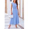 imagePRETTYGARDEN Womens 2 Piece Summer Outfits Dressy Casual Knit Short Sleeve Crop Top High Waist Midi Skirt SetLight Blue