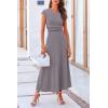 imagePRETTYGARDEN Womens 2 Piece Summer Outfits Dressy Casual Knit Short Sleeve Crop Top High Waist Midi Skirt SetLight Grey