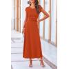 imagePRETTYGARDEN Womens 2 Piece Summer Outfits Dressy Casual Knit Short Sleeve Crop Top High Waist Midi Skirt SetOrange