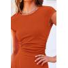 imagePRETTYGARDEN Womens 2 Piece Summer Outfits Dressy Casual Knit Short Sleeve Crop Top High Waist Midi Skirt SetOrange