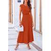 imagePRETTYGARDEN Womens 2 Piece Summer Outfits Dressy Casual Knit Short Sleeve Crop Top High Waist Midi Skirt SetOrange