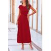 imagePRETTYGARDEN Womens 2 Piece Summer Outfits Dressy Casual Knit Short Sleeve Crop Top High Waist Midi Skirt SetRed