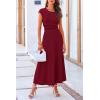 imagePRETTYGARDEN Womens 2 Piece Summer Outfits Dressy Casual Knit Short Sleeve Crop Top High Waist Midi Skirt SetWine Red