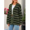 imagePRETTYGARDEN Womens 2024 Fall Striped Open Front Cardigan Sweaters Chunky Knit Long Sleeve Loose Trendy Winter CardigansStriped Army Green Black