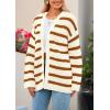 imagePRETTYGARDEN Womens 2024 Fall Striped Open Front Cardigan Sweaters Chunky Knit Long Sleeve Loose Trendy Winter CardigansStriped Beige Brown