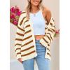 imagePRETTYGARDEN Womens 2024 Fall Striped Open Front Cardigan Sweaters Chunky Knit Long Sleeve Loose Trendy Winter CardigansStriped Beige Brown