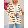 imagePRETTYGARDEN Womens 2024 Fall Striped Open Front Cardigan Sweaters Chunky Knit Long Sleeve Loose Trendy Winter CardigansStriped Beige Brown