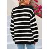 imagePRETTYGARDEN Womens 2024 Fall Striped Open Front Cardigan Sweaters Chunky Knit Long Sleeve Loose Trendy Winter CardigansStriped Black White