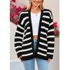 imagePRETTYGARDEN Womens 2024 Fall Striped Open Front Cardigan Sweaters Chunky Knit Long Sleeve Loose Trendy Winter CardigansStriped Black White