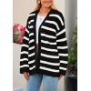 imagePRETTYGARDEN Womens 2024 Fall Striped Open Front Cardigan Sweaters Chunky Knit Long Sleeve Loose Trendy Winter CardigansStriped Black White