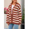 imagePRETTYGARDEN Womens 2024 Fall Striped Open Front Cardigan Sweaters Chunky Knit Long Sleeve Loose Trendy Winter CardigansStriped Brick Red White