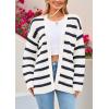 imagePRETTYGARDEN Womens 2024 Fall Striped Open Front Cardigan Sweaters Chunky Knit Long Sleeve Loose Trendy Winter CardigansStriped White Navy