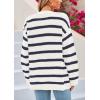 imagePRETTYGARDEN Womens 2024 Fall Striped Open Front Cardigan Sweaters Chunky Knit Long Sleeve Loose Trendy Winter CardigansStriped White Navy