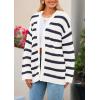 imagePRETTYGARDEN Womens 2024 Fall Striped Open Front Cardigan Sweaters Chunky Knit Long Sleeve Loose Trendy Winter CardigansStriped White Navy