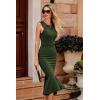 imagePRETTYGARDEN Womens Elegant Midi Bodycon Dress Sleeveless Backless Ruffle Hem Mermaid Formal Cocktail Wedding Guest DressesArmy Green