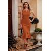 imagePRETTYGARDEN Womens Elegant Midi Bodycon Dress Sleeveless Backless Ruffle Hem Mermaid Formal Cocktail Wedding Guest DressesBrown
