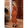 imagePRETTYGARDEN Womens Elegant Midi Bodycon Dress Sleeveless Backless Ruffle Hem Mermaid Formal Cocktail Wedding Guest DressesBrown