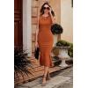 imagePRETTYGARDEN Womens Elegant Midi Bodycon Dress Sleeveless Backless Ruffle Hem Mermaid Formal Cocktail Wedding Guest DressesBrown