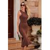 imagePRETTYGARDEN Womens Elegant Midi Bodycon Dress Sleeveless Backless Ruffle Hem Mermaid Formal Cocktail Wedding Guest DressesCoffee