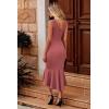 imagePRETTYGARDEN Womens Elegant Midi Bodycon Dress Sleeveless Backless Ruffle Hem Mermaid Formal Cocktail Wedding Guest DressesDark Pink