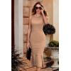 imagePRETTYGARDEN Womens Elegant Midi Bodycon Dress Sleeveless Backless Ruffle Hem Mermaid Formal Cocktail Wedding Guest DressesKhaki