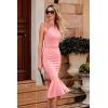 imagePRETTYGARDEN Womens Elegant Midi Bodycon Dress Sleeveless Backless Ruffle Hem Mermaid Formal Cocktail Wedding Guest DressesPink