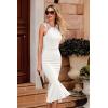 imagePRETTYGARDEN Womens Elegant Midi Bodycon Dress Sleeveless Backless Ruffle Hem Mermaid Formal Cocktail Wedding Guest DressesWhite