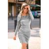 imagePRETTYGARDEN Womens Fall Bodycon Mini Dress Sparkly Long Sleeve Cowl Neck Ruched Short Club Cocktail Wedding Guest DressesWhite