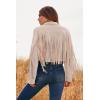 imagePRETTYGARDEN Womens Fringe Faux Suede Leather Jackets 2024 Fashion Tassel Motorcycle Cropped CoatsBeige Apricot