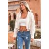 imagePRETTYGARDEN Womens Fringe Faux Suede Leather Jackets 2024 Fashion Tassel Motorcycle Cropped CoatsBeige White