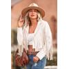 imagePRETTYGARDEN Womens Fringe Faux Suede Leather Jackets 2024 Fashion Tassel Motorcycle Cropped CoatsBeige White