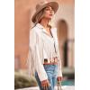 imagePRETTYGARDEN Womens Fringe Faux Suede Leather Jackets 2024 Fashion Tassel Motorcycle Cropped CoatsBeige White
