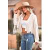 imagePRETTYGARDEN Womens Fringe Faux Suede Leather Jackets 2024 Fashion Tassel Motorcycle Cropped CoatsBeige White