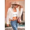 imagePRETTYGARDEN Womens Fringe Faux Suede Leather Jackets 2024 Fashion Tassel Motorcycle Cropped CoatsBeige White