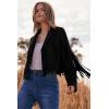 imagePRETTYGARDEN Womens Fringe Faux Suede Leather Jackets 2024 Fashion Tassel Motorcycle Cropped CoatsBlack