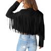 imagePRETTYGARDEN Womens Fringe Faux Suede Leather Jackets 2024 Fashion Tassel Motorcycle Cropped CoatsBlack