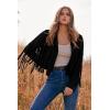 imagePRETTYGARDEN Womens Fringe Faux Suede Leather Jackets 2024 Fashion Tassel Motorcycle Cropped CoatsBlack
