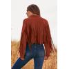 imagePRETTYGARDEN Womens Fringe Faux Suede Leather Jackets 2024 Fashion Tassel Motorcycle Cropped CoatsBrick Red