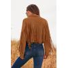 imagePRETTYGARDEN Womens Fringe Faux Suede Leather Jackets 2024 Fashion Tassel Motorcycle Cropped CoatsBrown Yellow