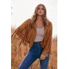 imagePRETTYGARDEN Womens Fringe Faux Suede Leather Jackets 2024 Fashion Tassel Motorcycle Cropped CoatsBrown Yellow