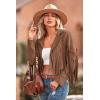 imagePRETTYGARDEN Womens Fringe Faux Suede Leather Jackets 2024 Fashion Tassel Motorcycle Cropped CoatsCoffee