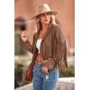 imagePRETTYGARDEN Womens Fringe Faux Suede Leather Jackets 2024 Fashion Tassel Motorcycle Cropped CoatsCoffee